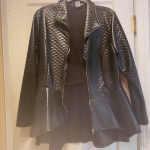 Vegan Leather Peplum Style Blazer